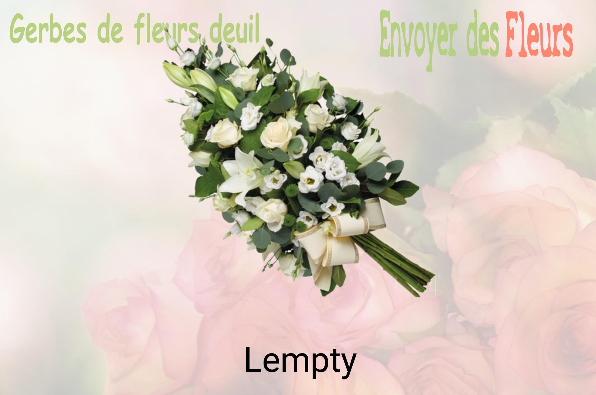 Gerbe de fleurs de deuil livrée à Lempty